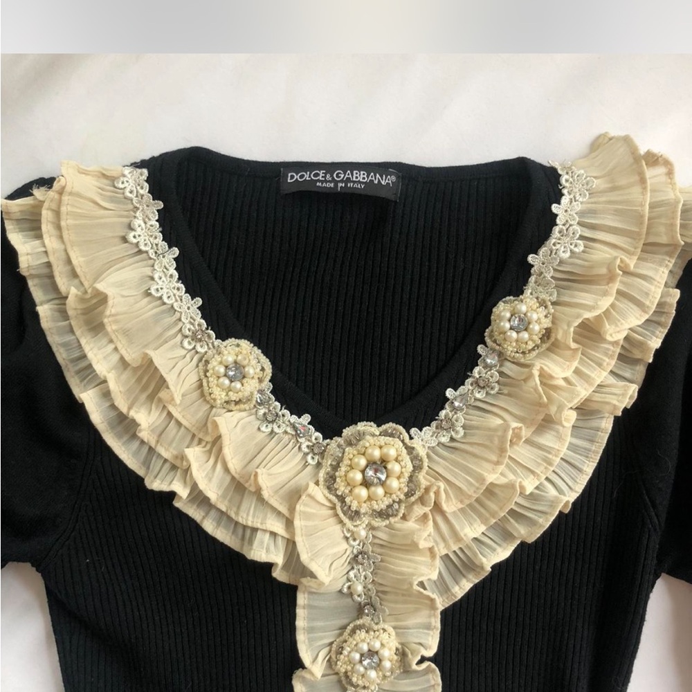 Dolce & Gabbana Black Ribbed Knit Top